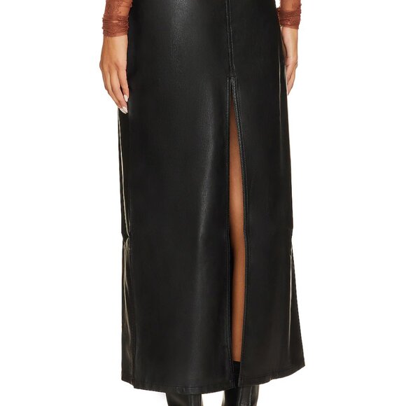 Free People pleather maxi skirt in black, size 6 - Picture 2 of 6
